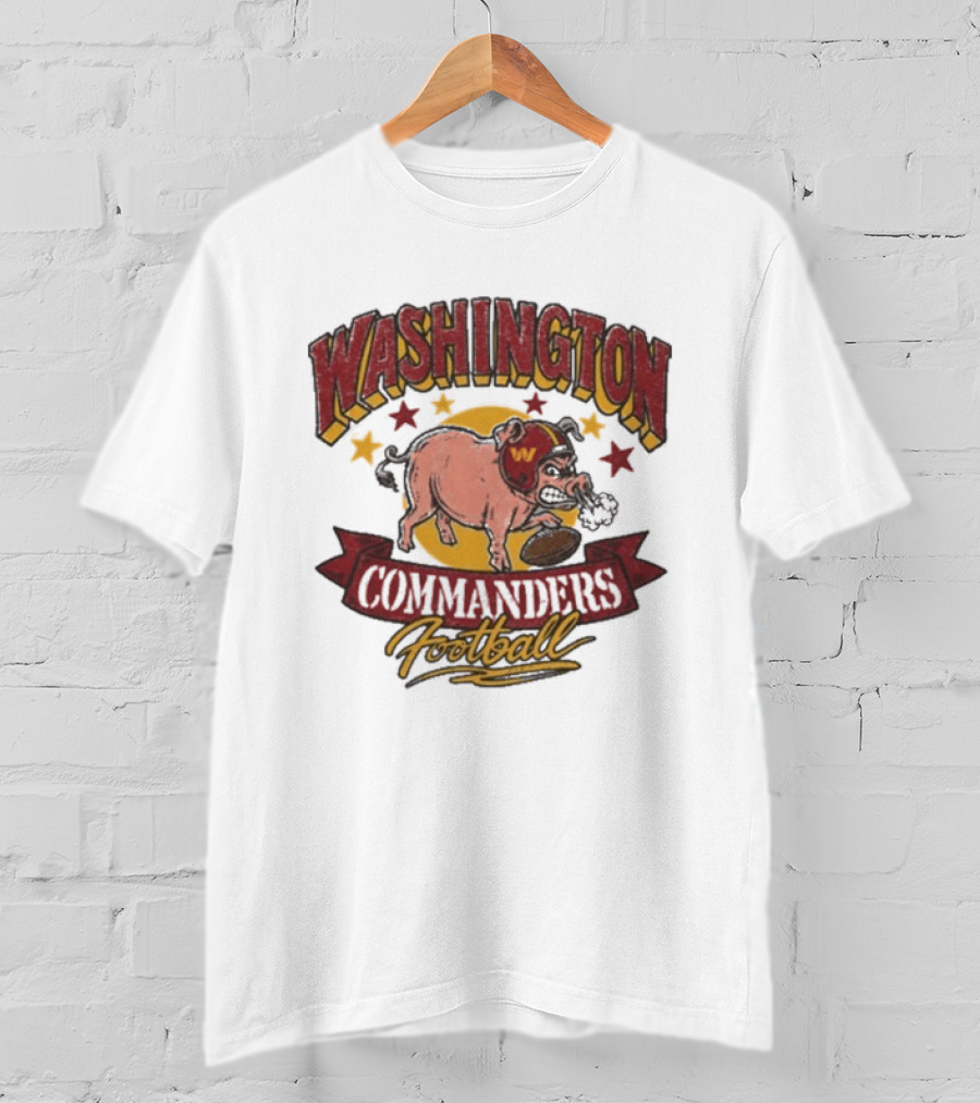 Washington Commanders Football Angry Pig Helmet Stars T-Shirt