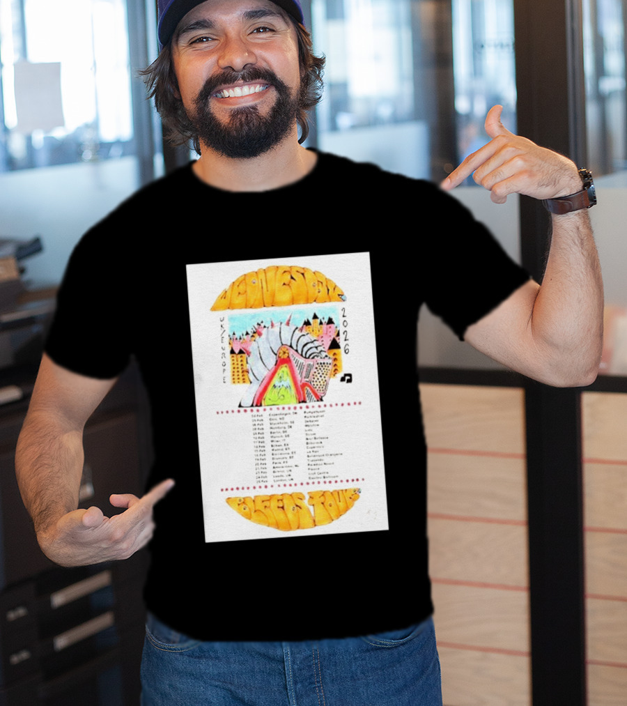 Wednesday UK & Europe 2026 Tour Dates With Colorful Knight Art And Music Note T-Shirt