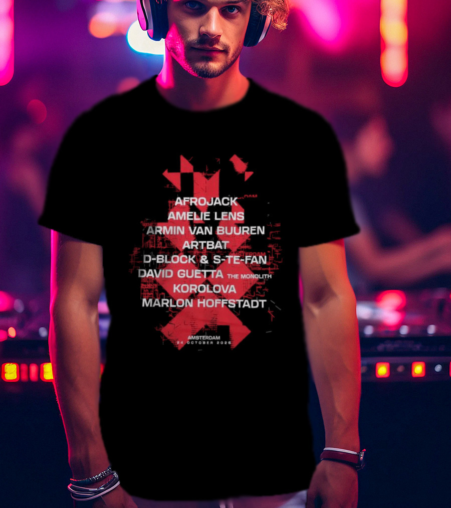 Amf Store 2026 Line Up Afrojack Amelie Lens Armin Van Buuren Artem Kicklock Stefan David Guetta Korolova Marlon Hoffstadt Amsterdam 6 October 2023 T-Shirt
