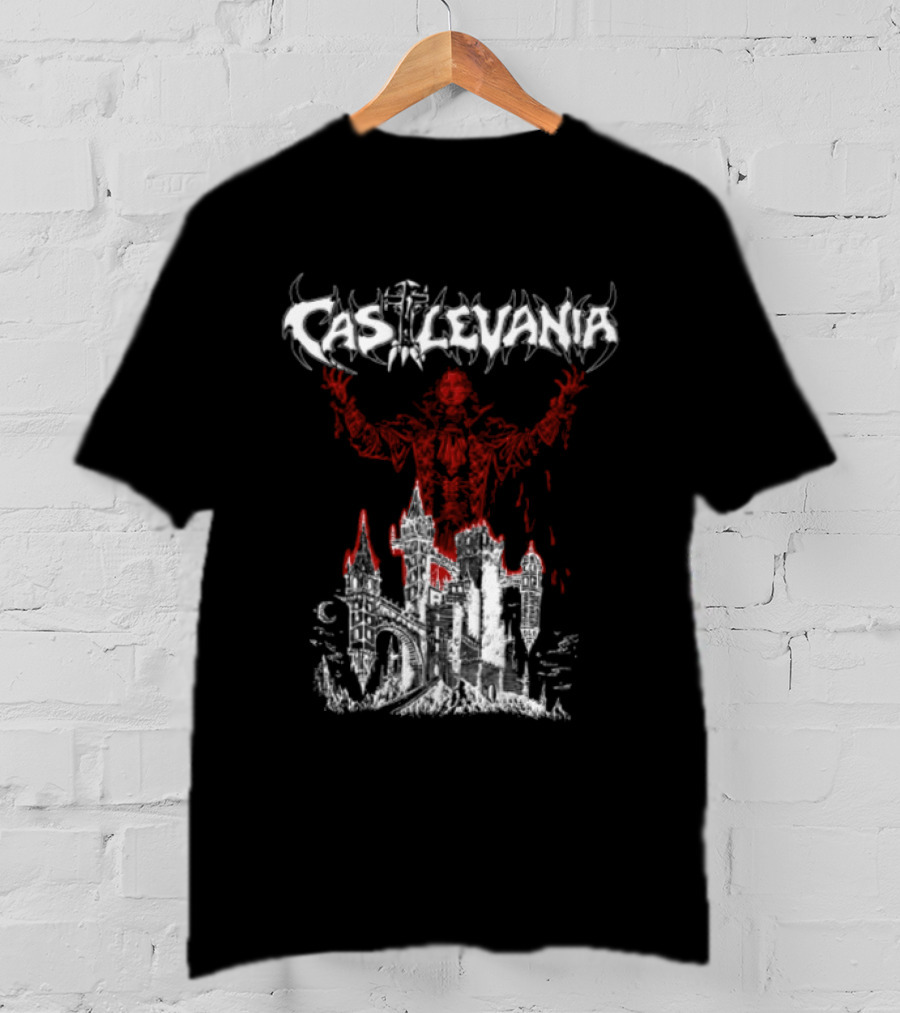 Castlevania Dracula Vampire Silhouette With Gothic Castle T-Shirt