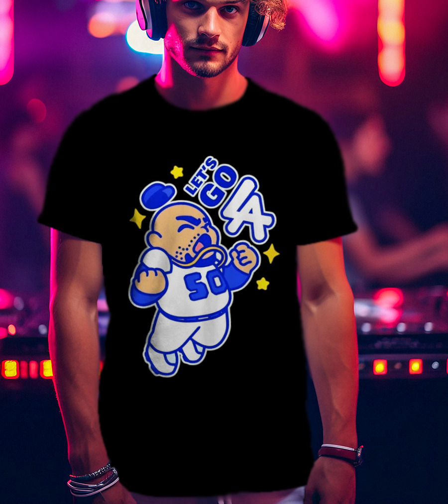 Let's Go LA No 50 Baseball Cartoon Player T-Shirt