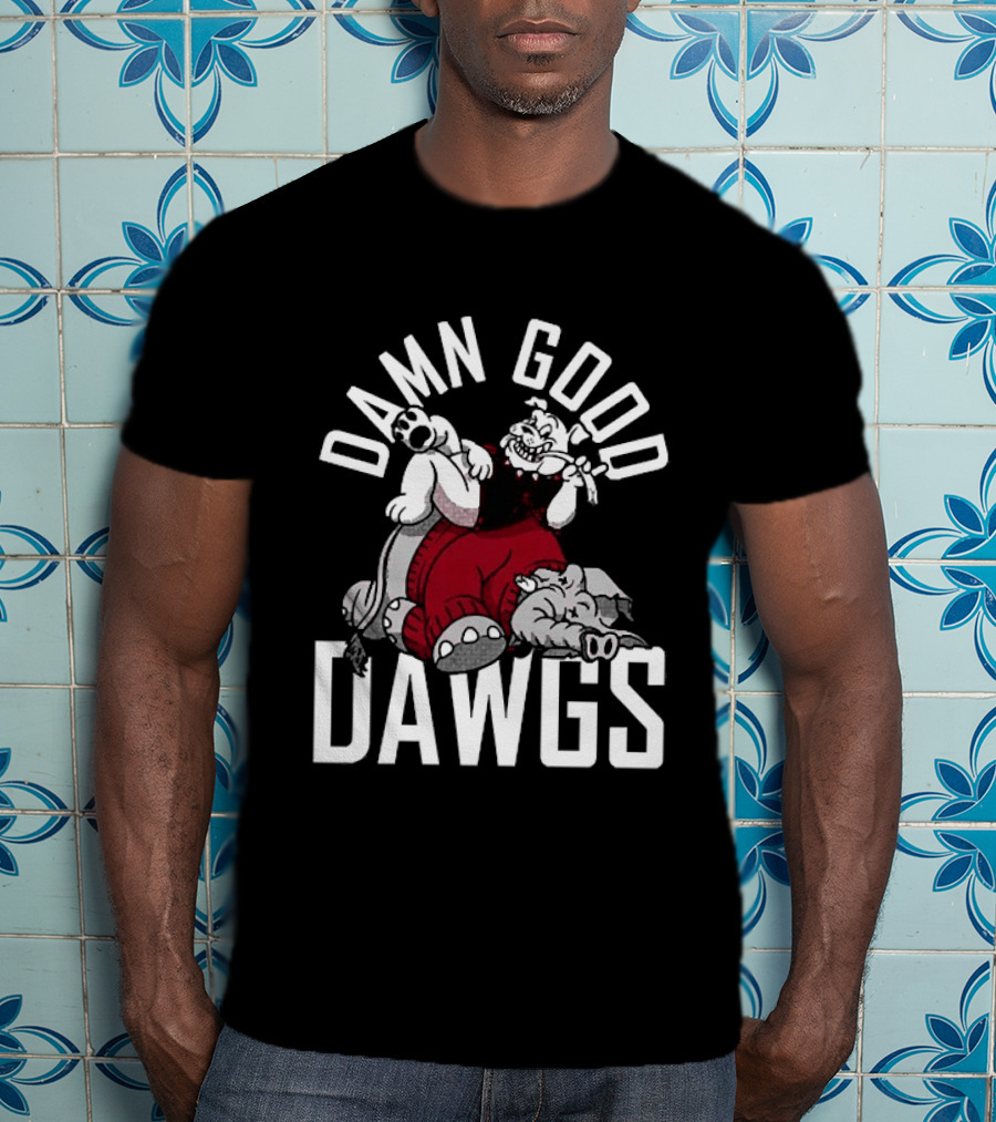 Georgia Bulldogs Damn Good Dawgs Alabama Crimson Tide Rivals Cartoon T-Shirt