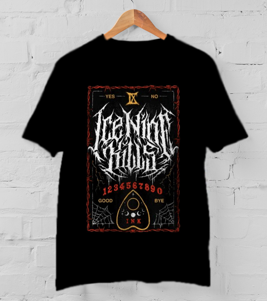 Ice Nine Kills Game Night Ouija Board Design With IX And Spiderwebs T-Shirt