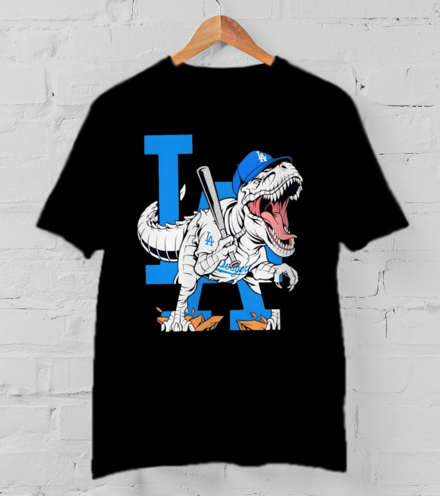 Los Angeles Dodgers Rex Baseball Cap Bat LA Letter T-Shirt