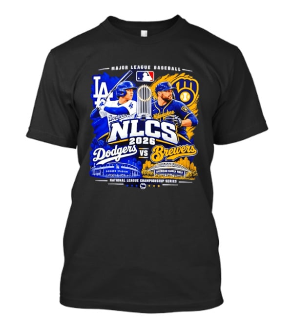 2026 NLCS Los Angeles Dodgers Vs Milwaukee Brewers Matchup At Dodger Stadium And American Family Field T-Shirt