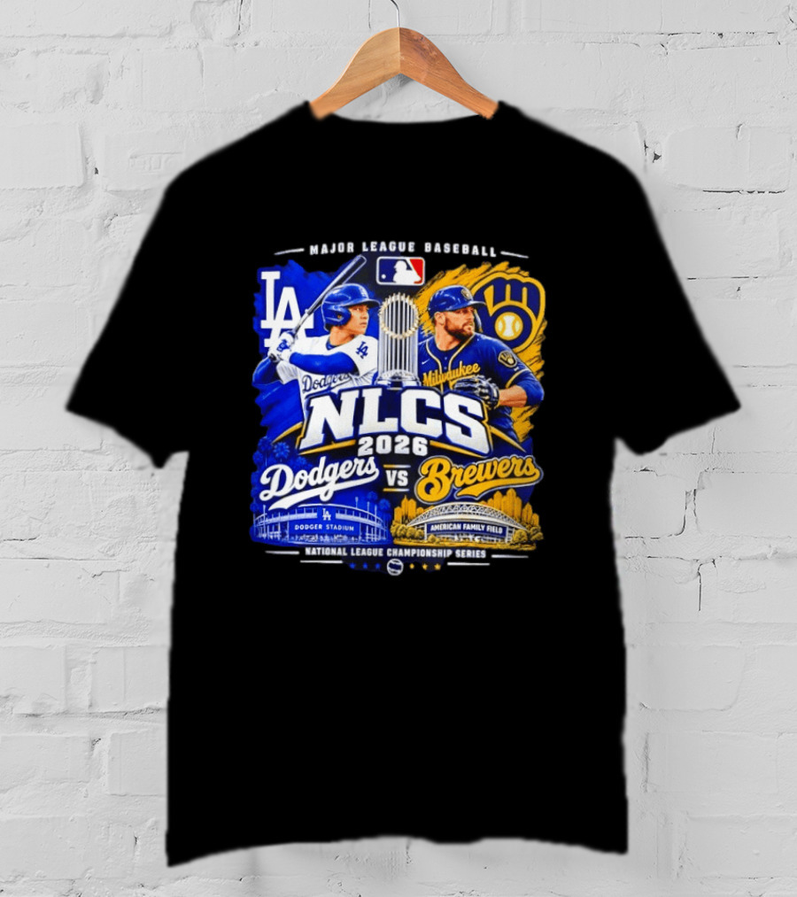 2026 NLCS Los Angeles Dodgers Vs Milwaukee Brewers Matchup At Dodger Stadium And American Family Field T-Shirt