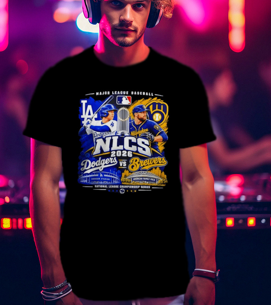 2026 NLCS Los Angeles Dodgers Vs Milwaukee Brewers Matchup At Dodger Stadium And American Family Field T-Shirt