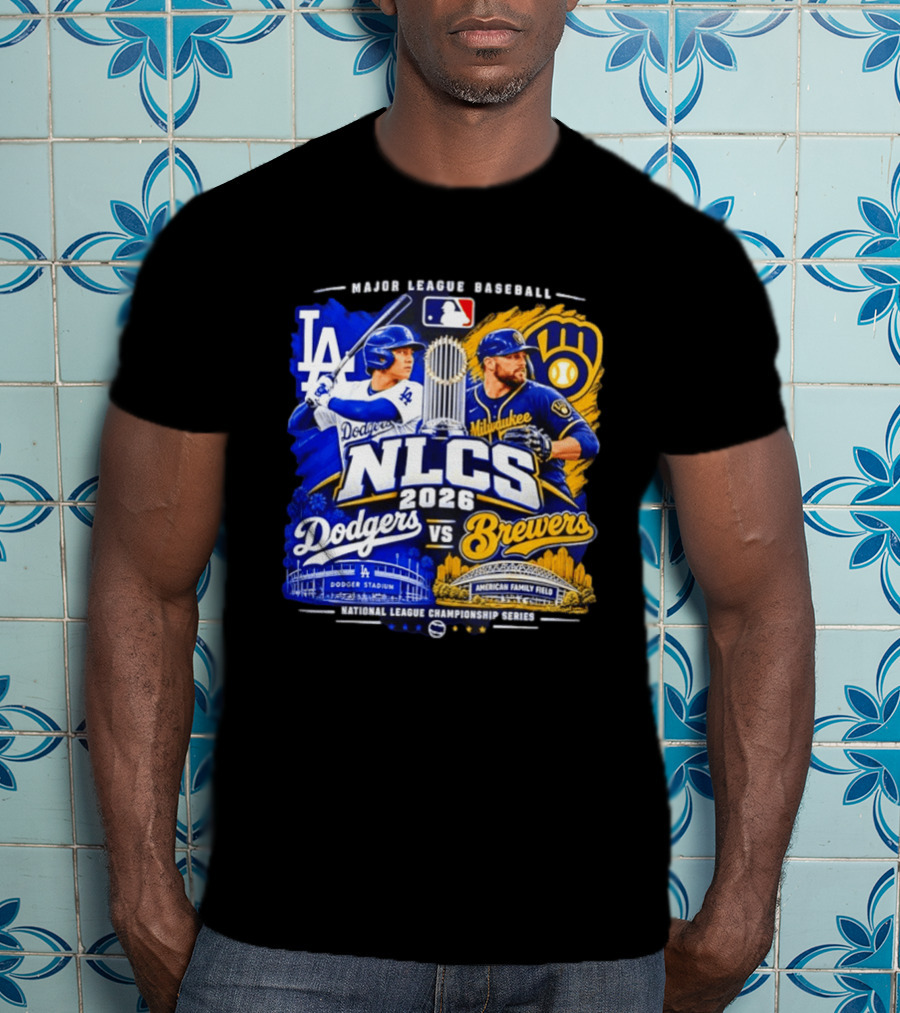 2026 NLCS Los Angeles Dodgers Vs Milwaukee Brewers Matchup At Dodger Stadium And American Family Field T-Shirt