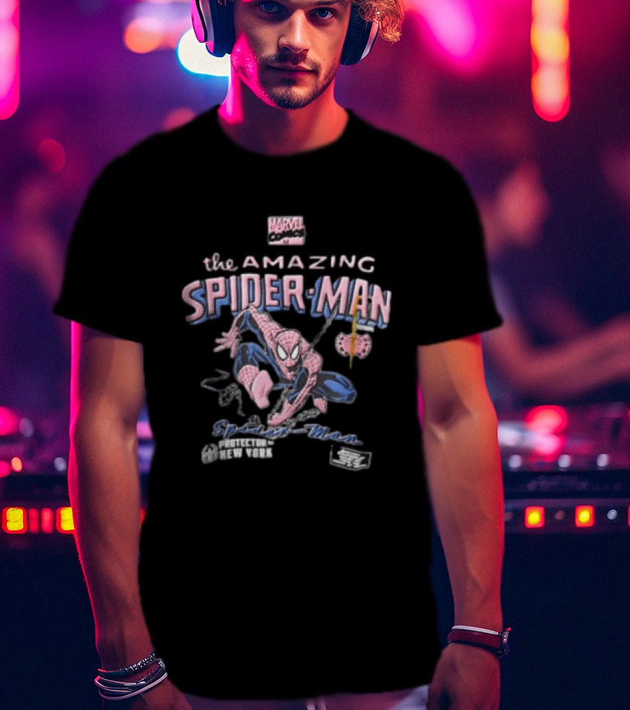 Marvel Comics The Amazing Spider Man Protector Of New York Swinging Action Adventure T-Shirt