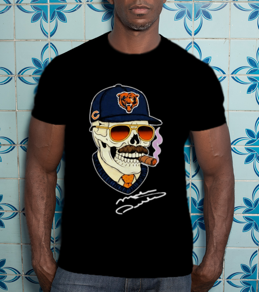 Mike Ditka Chicago Bears Legend Skull Cigar Signature T-Shirt