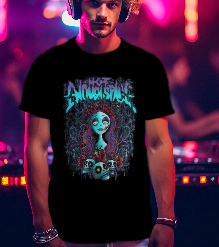 Not Enough Space Store Bride Skulls Roses Vintage Horror T-Shirt