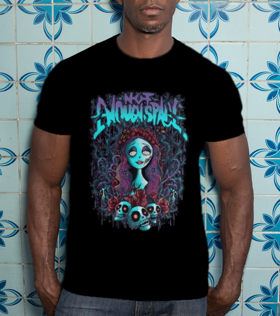 Not Enough Space Store Bride Skulls Roses Vintage Horror T-Shirt
