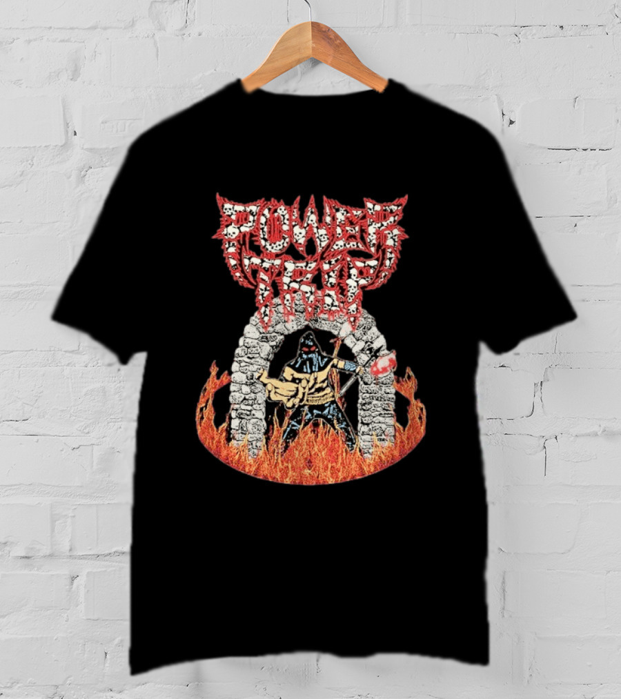 Power Trip Executioner Heavy Metal Iconic Skull Logo Fiery Guitar T-Shirt