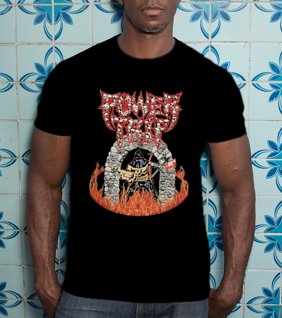 Power Trip Executioner Heavy Metal Iconic Skull Logo Fiery Guitar T-Shirt