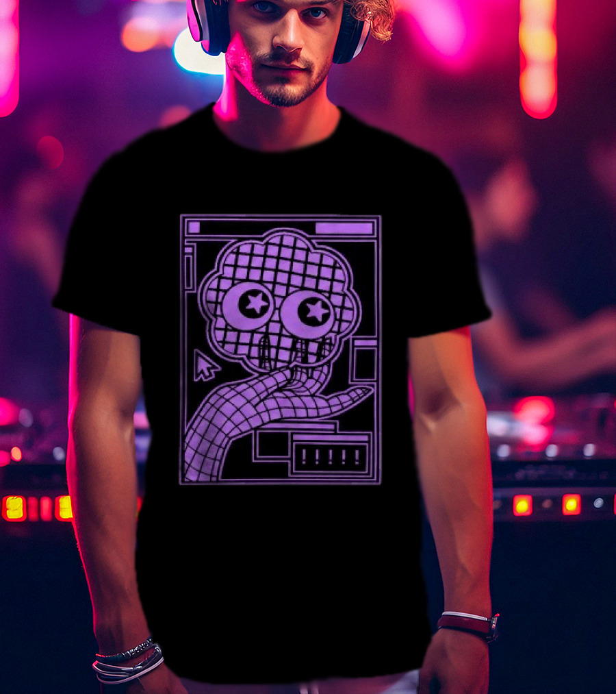 Ranboo Store The Parti Pixel Star Eyed Retro Grid Hand And Cloud T-Shirt