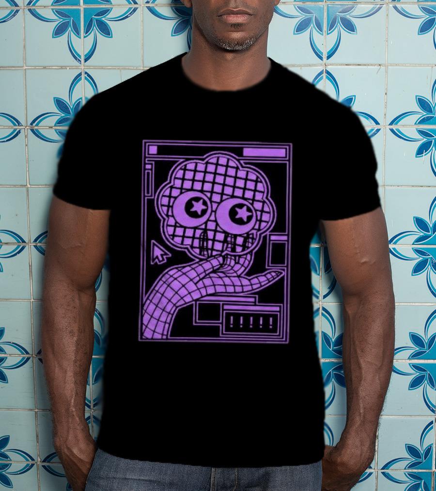 Ranboo Store The Parti Pixel Star Eyed Retro Grid Hand And Cloud T-Shirt