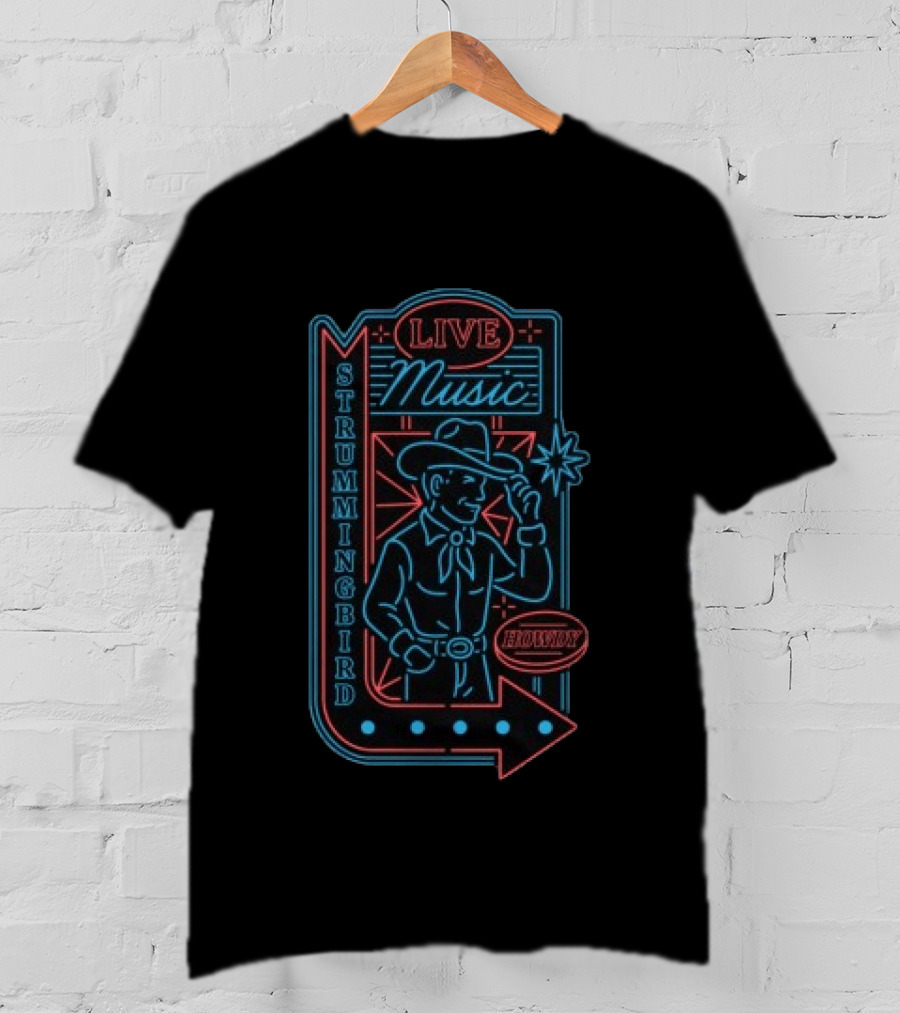 Strummingbird Neon Cowboy Live Music Honky Tonk T-Shirt