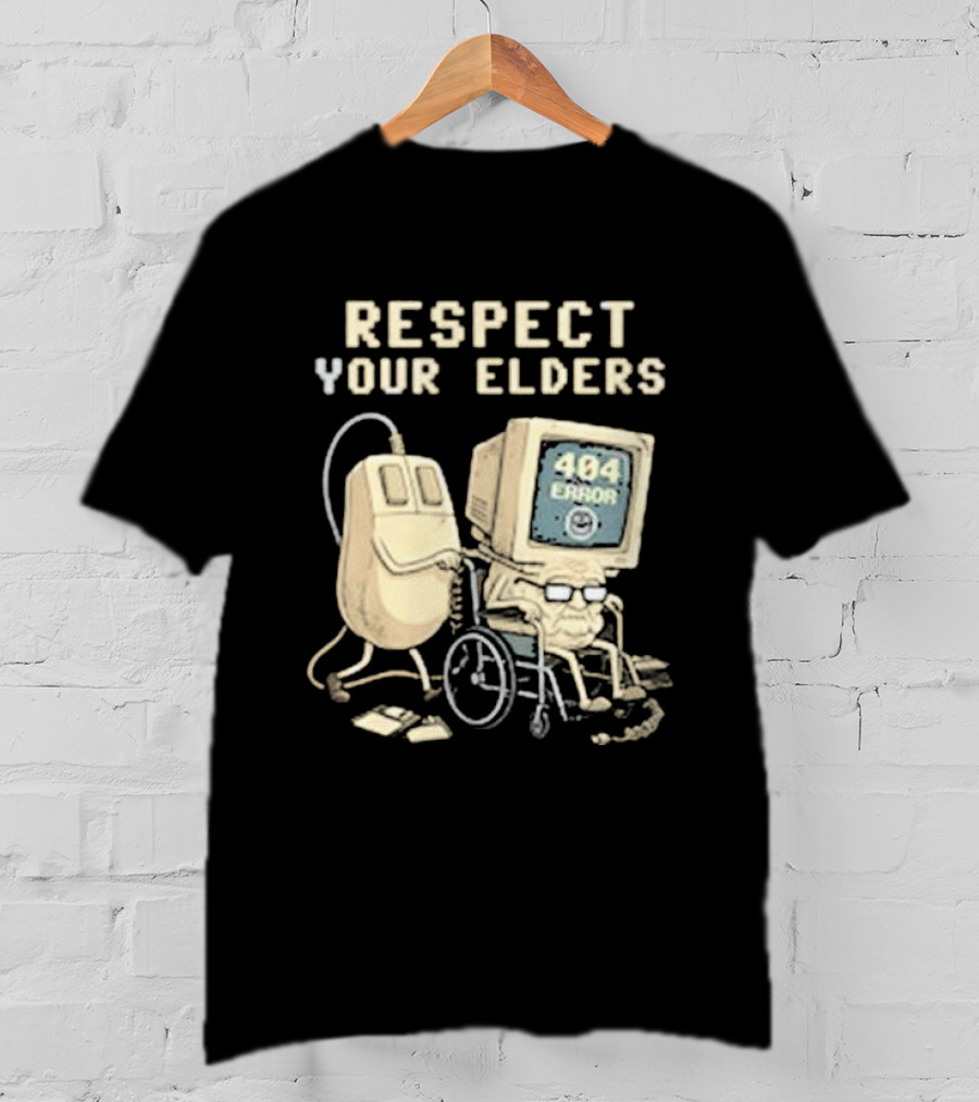 Respect Your Elders 404 Error Tech Hilarious Old Computer Mouse T-Shirt