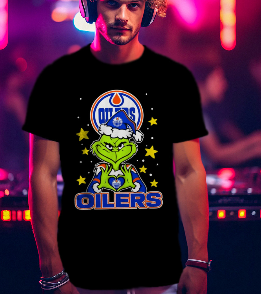 Edmonton Oilers NHL Christmas Grinch Holiday T-Shirt