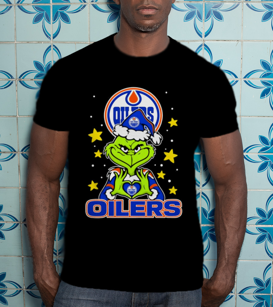 Edmonton Oilers NHL Christmas Grinch Holiday T-Shirt