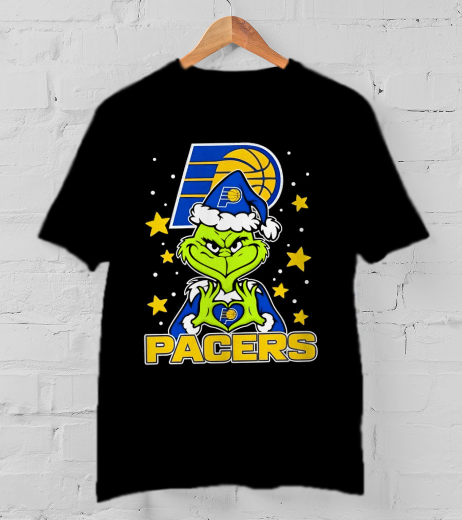 Pacers Christmas Heart Grinch With Indiana T-Shirt