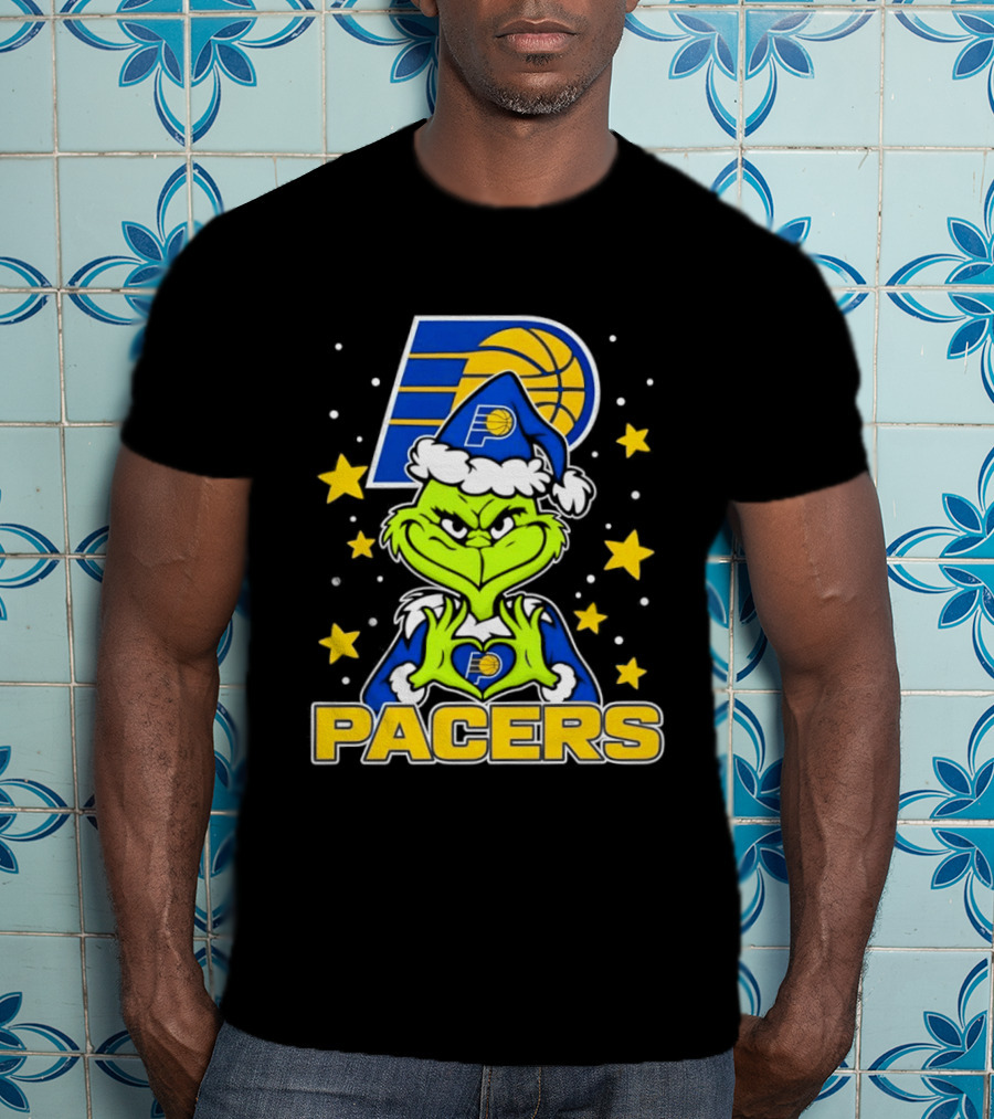Pacers Christmas Heart Grinch With Indiana T-Shirt