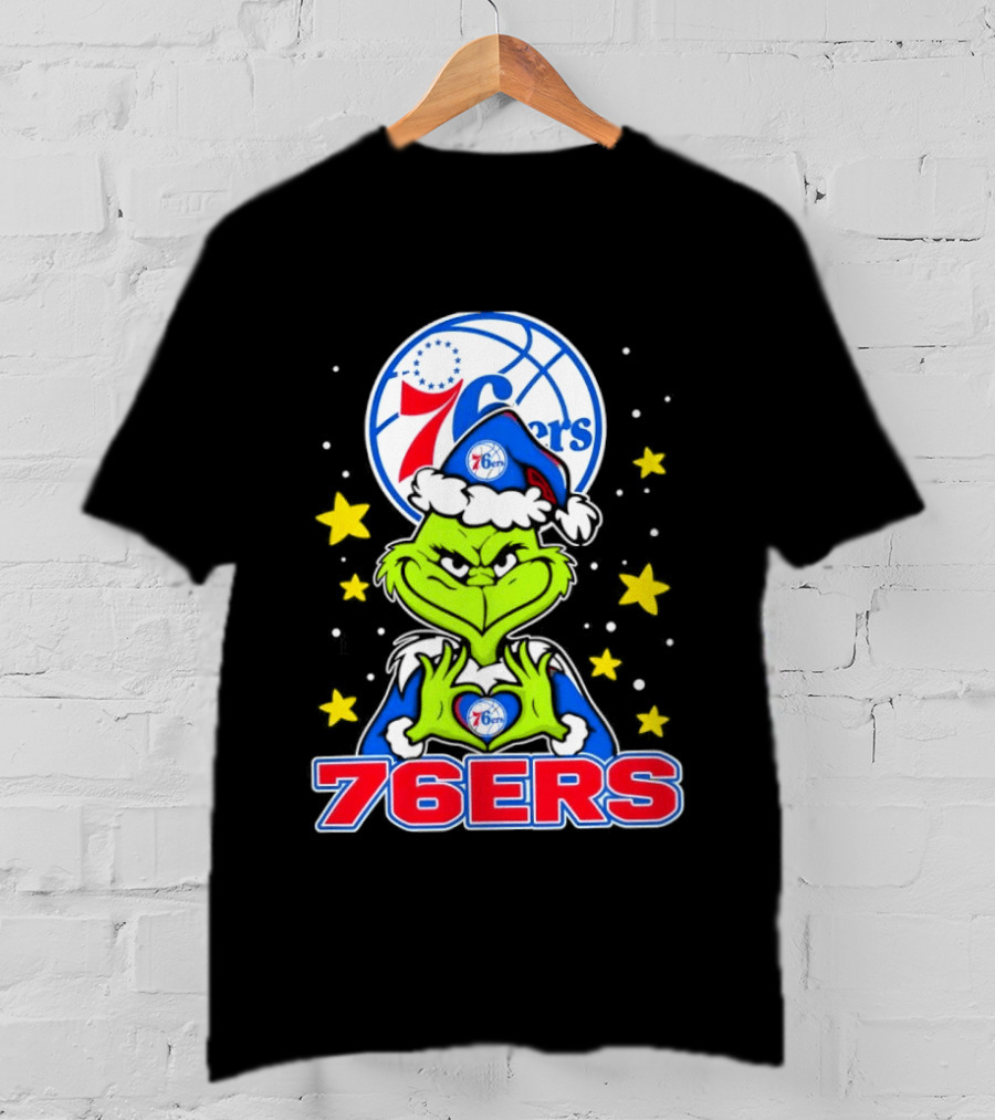 Philadelphia 76ers Christmas Grinch Basketball Holiday T-Shirt