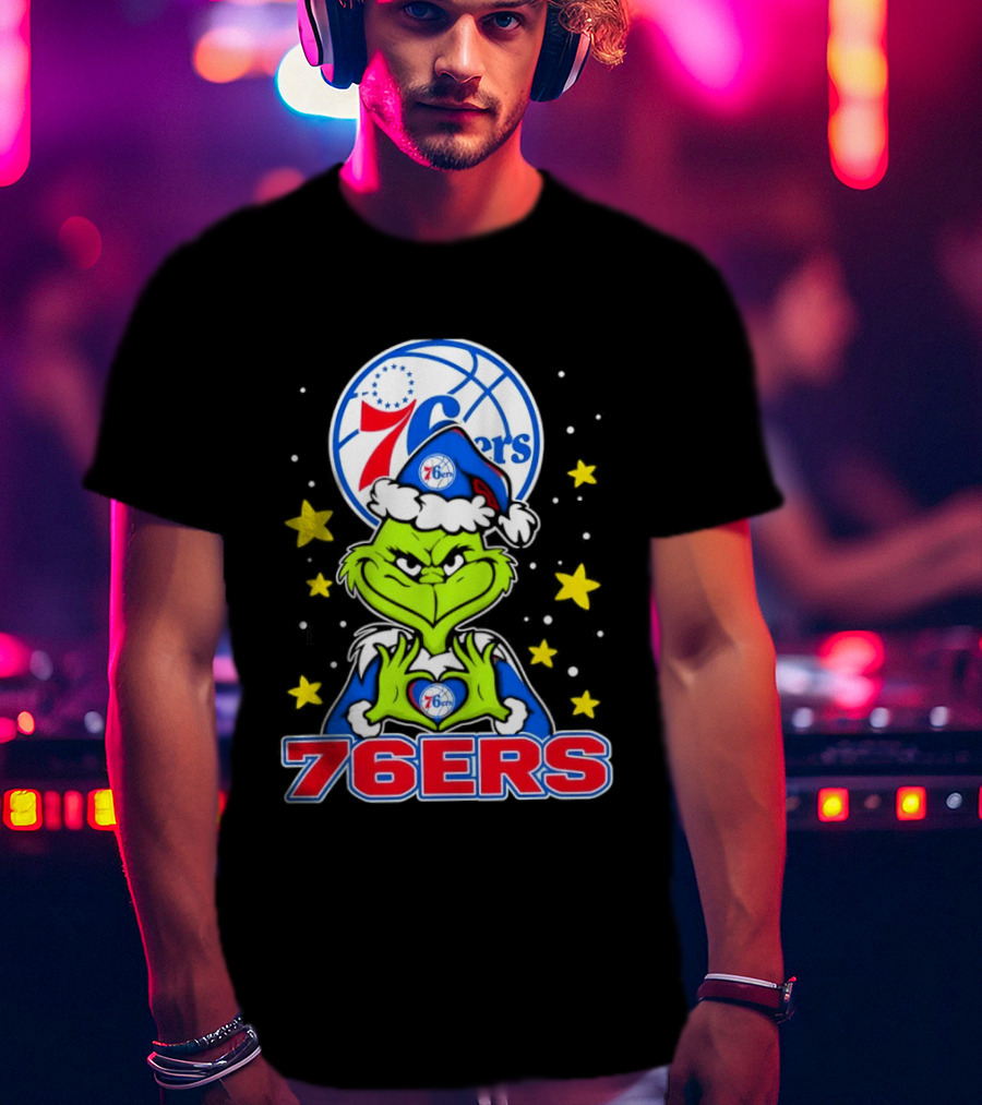Philadelphia 76ers Christmas Grinch Basketball Holiday T-Shirt