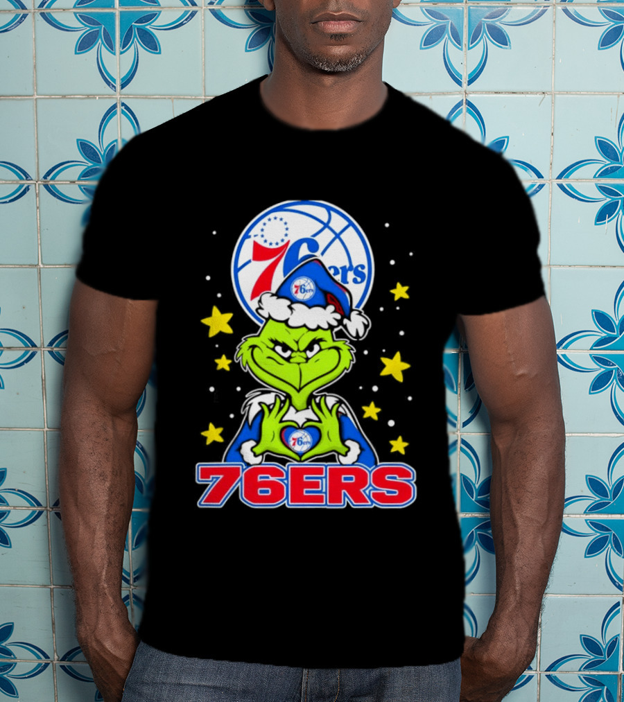 Philadelphia 76ers Christmas Grinch Basketball Holiday T-Shirt