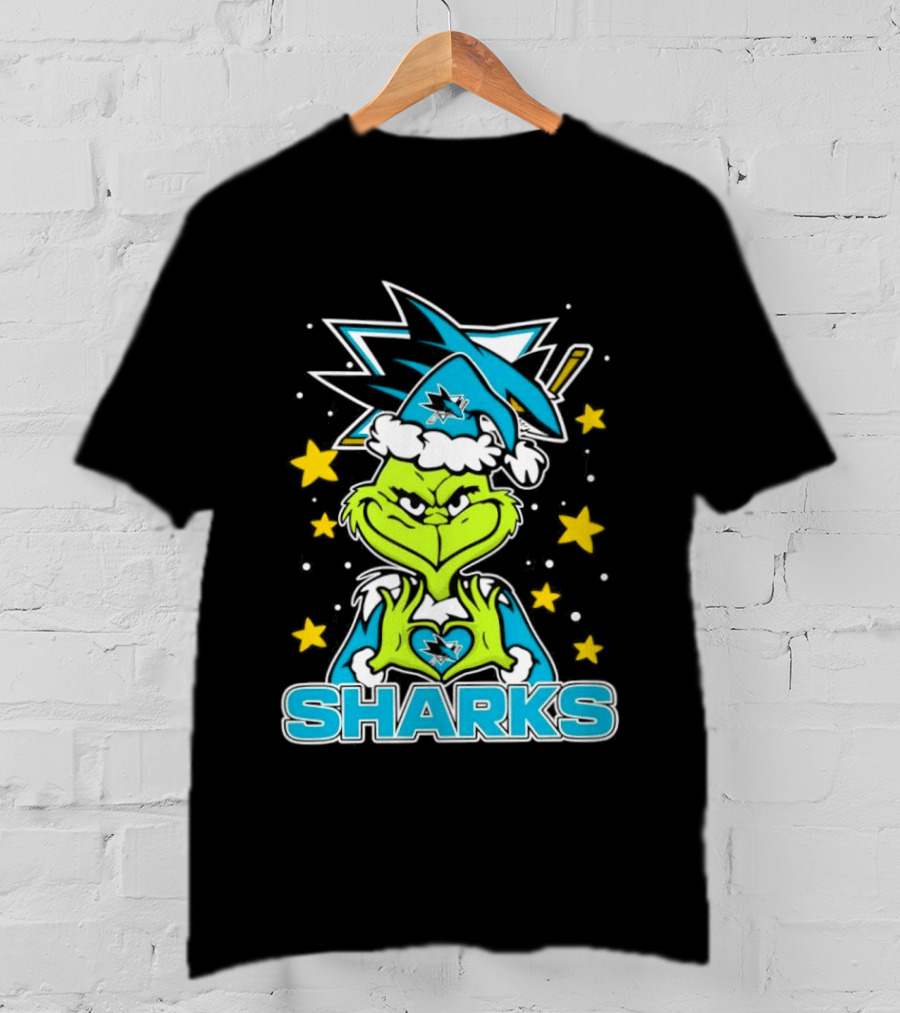 The Grinch San Jose Sharks Christmas NHL Holiday Collaboration T-Shirt