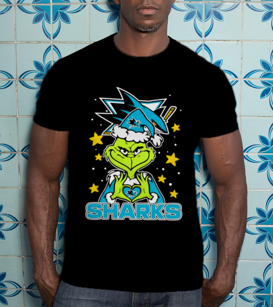 The Grinch San Jose Sharks Christmas NHL Holiday Collaboration T-Shirt