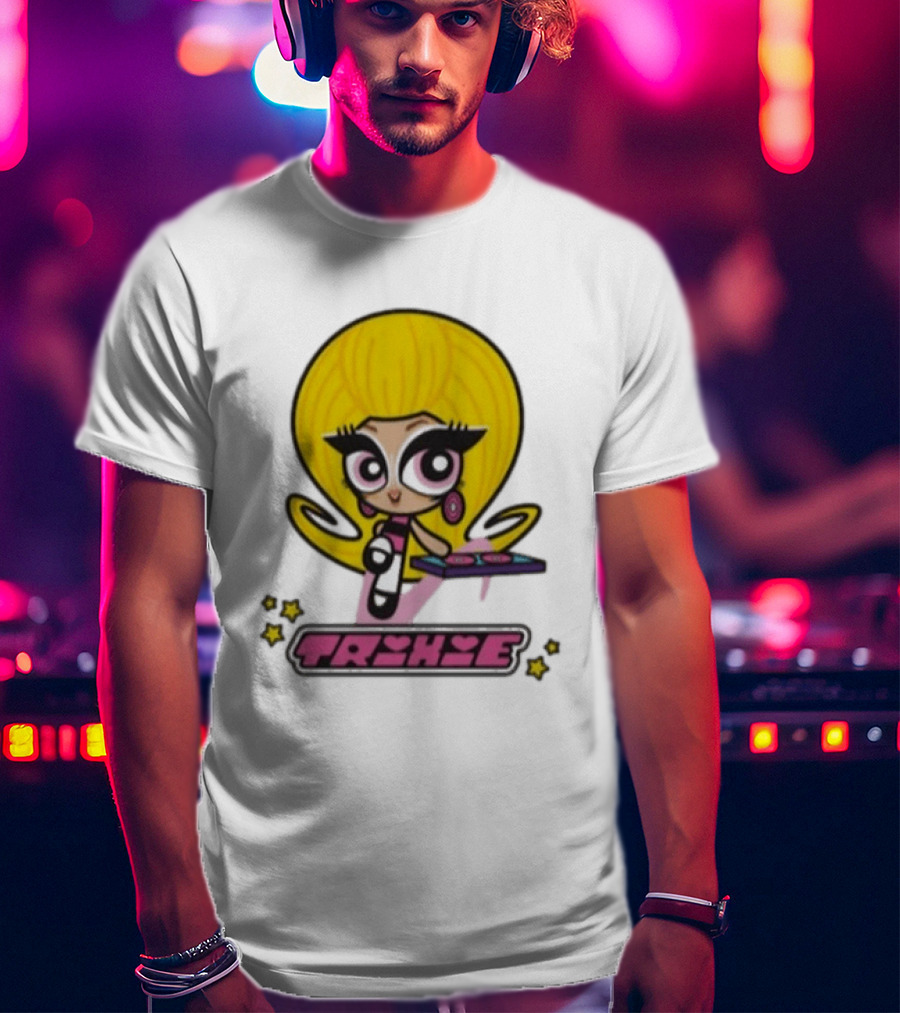 Trixie Mattel Powerpuff Girl Parody With Oversized Yellow Hair And Makeup T-Shirt