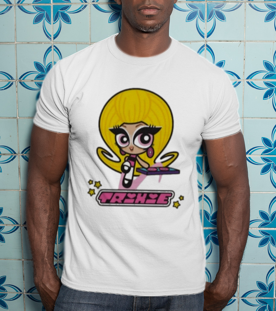 Trixie Mattel Powerpuff Girl Parody With Oversized Yellow Hair And Makeup T-Shirt