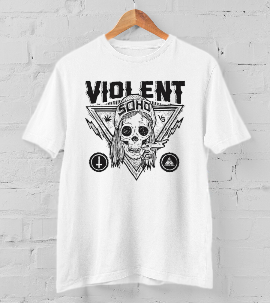 Violent Soho Skull With Lightning And Circular Accents T-Shirt