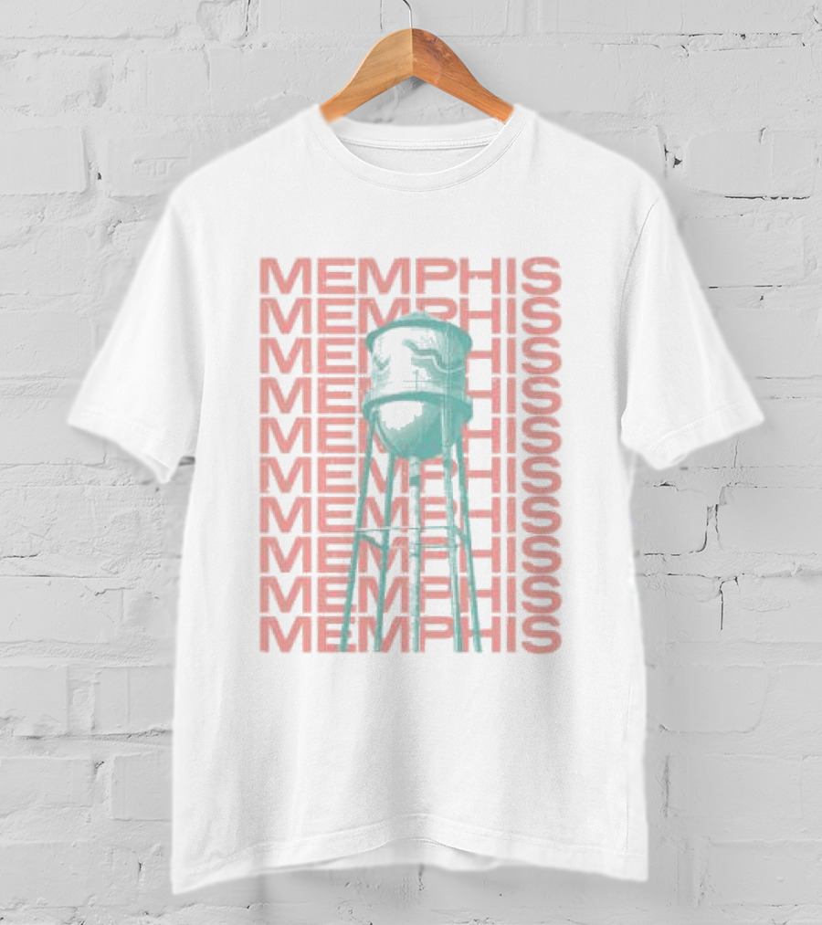 Memphis Halftone Broad Ave Water Tower Choose 901 Store T-Shirt
