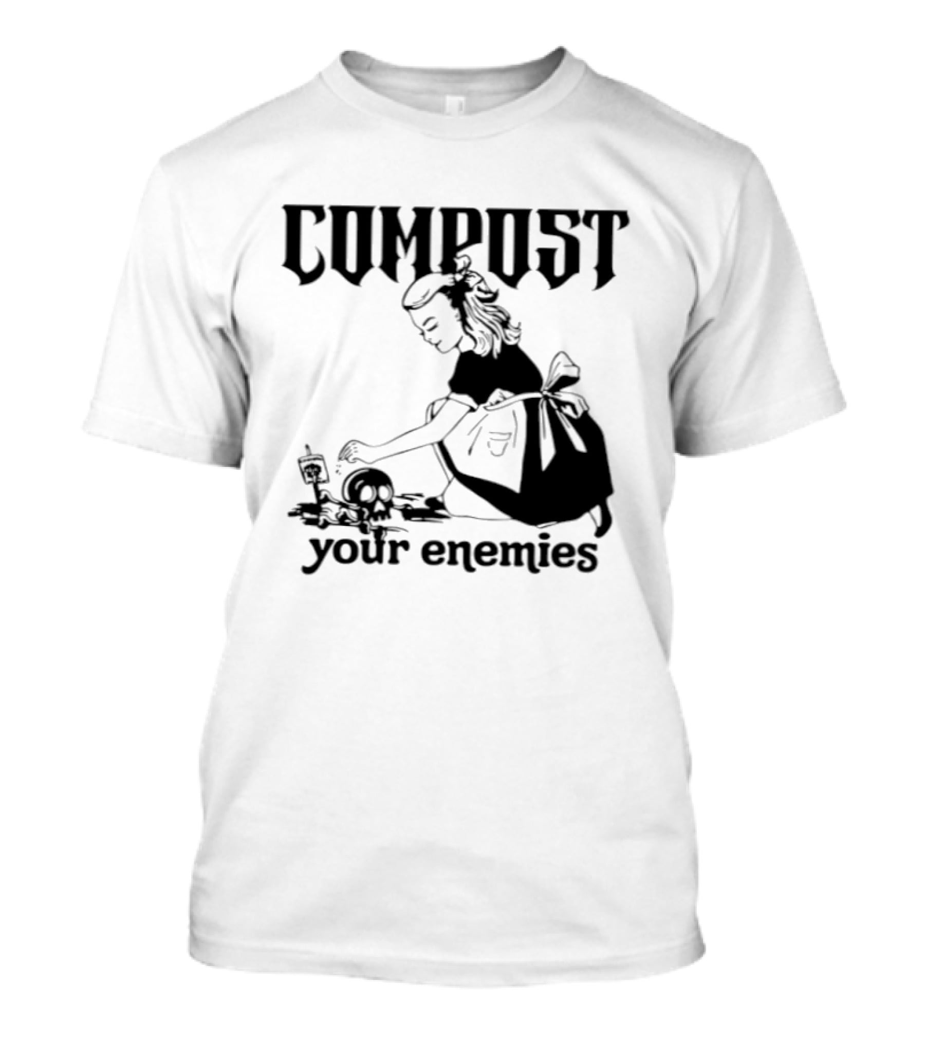 Compost Your Enemies Retro Gothic Style Gardening Skeleton T-Shirt