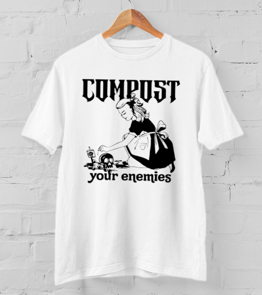 Compost Your Enemies Retro Gothic Style Gardening Skeleton T-Shirt