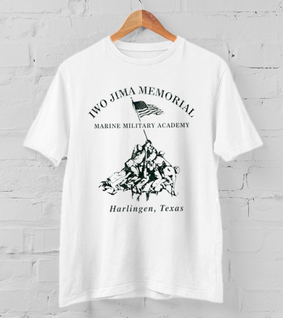 Iwo Jima Memorial Marine Military Academy Harlingen Texas Iconic Flag Raising T-Shirt