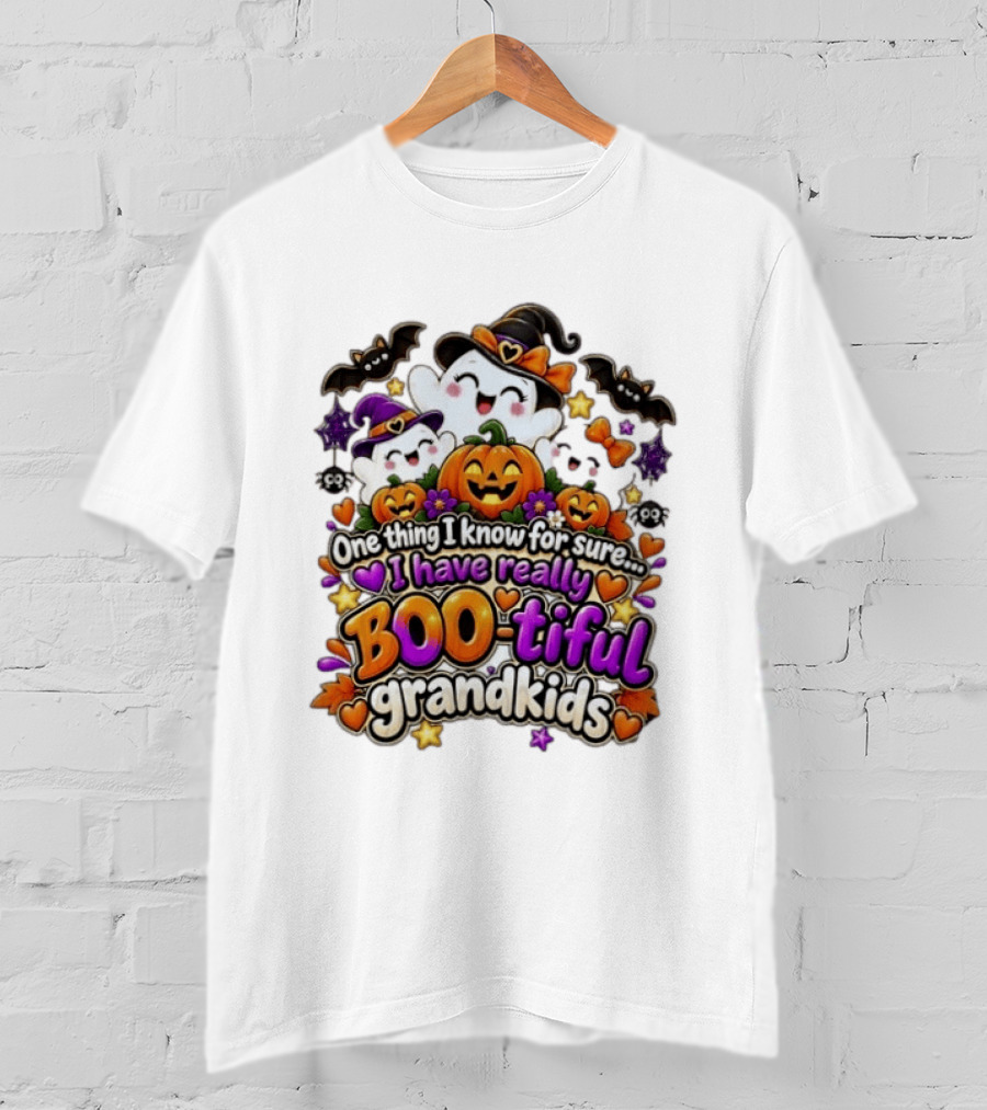 One Thing I Know For Sure I Have Really BOO Tiful Grandkids Halloween Ghost Pumpkin T-Shirt