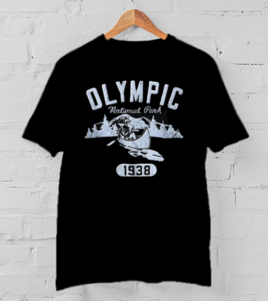 Olympic National Park 1938 Canoeing Mountains Pine Trees T-Shirt