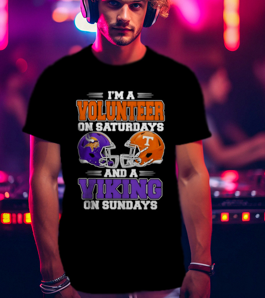 I'm A Volunteer On Saturdays And A Viking On Sundays Football Helmets T-Shirt