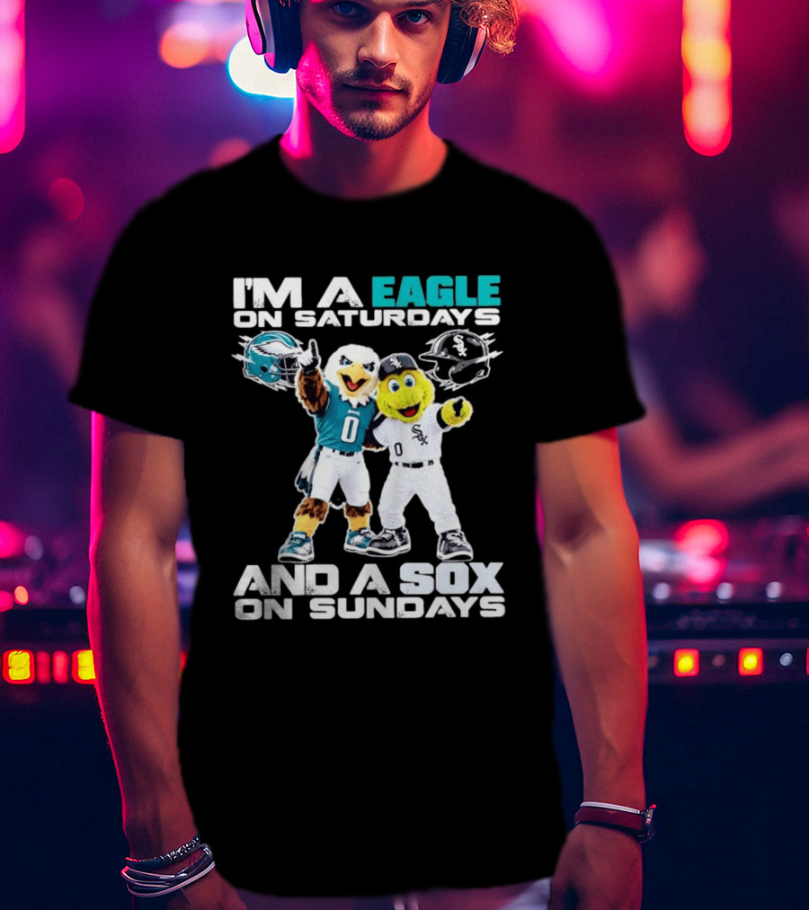 I'm An Eagle On Saturdays And A Sox On Sundays Football Baseball Mascots T-Shirt
