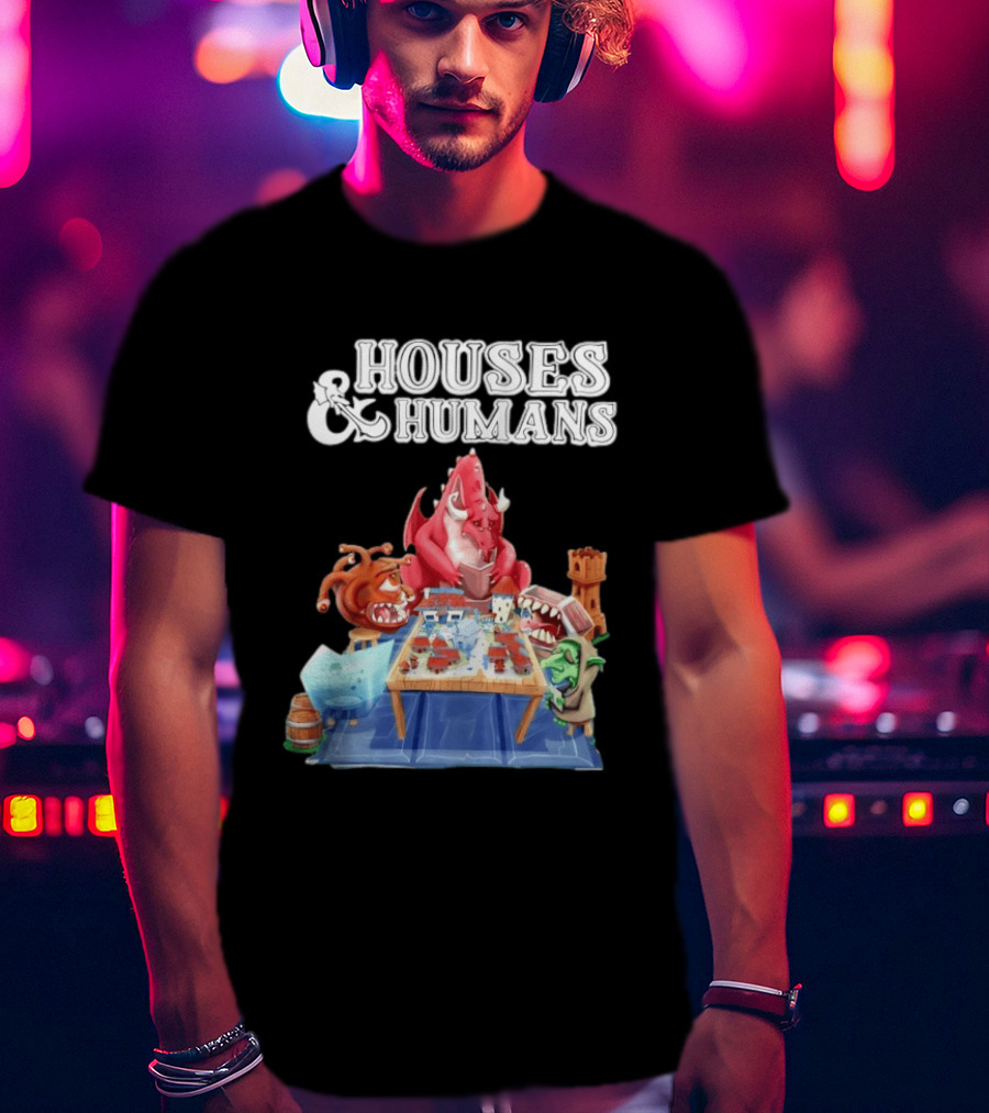 Houses And Humans Halloween Game Monsters Playing Board Game T-Shirt