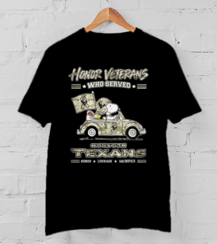Houston Texans Peanuts Honor Veterans Who Served T-Shirt