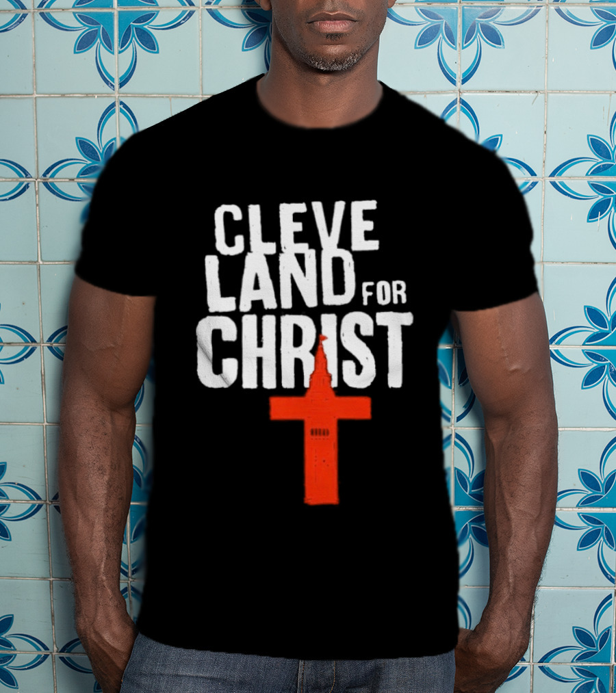 Cleveland For Christ Orange And Brown Terminal Tower Cross T-Shirt
