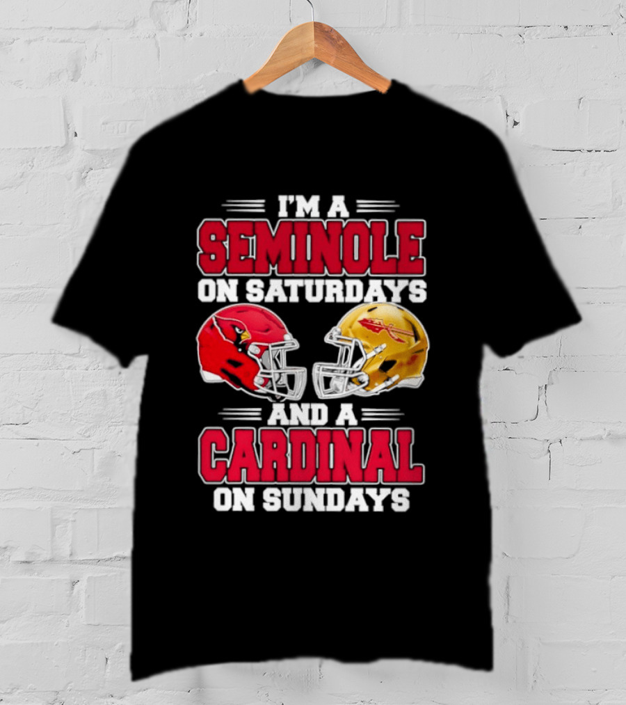 I'm A Seminole On Saturdays And A Cardinal On Sundays Football Helmets T-Shirt