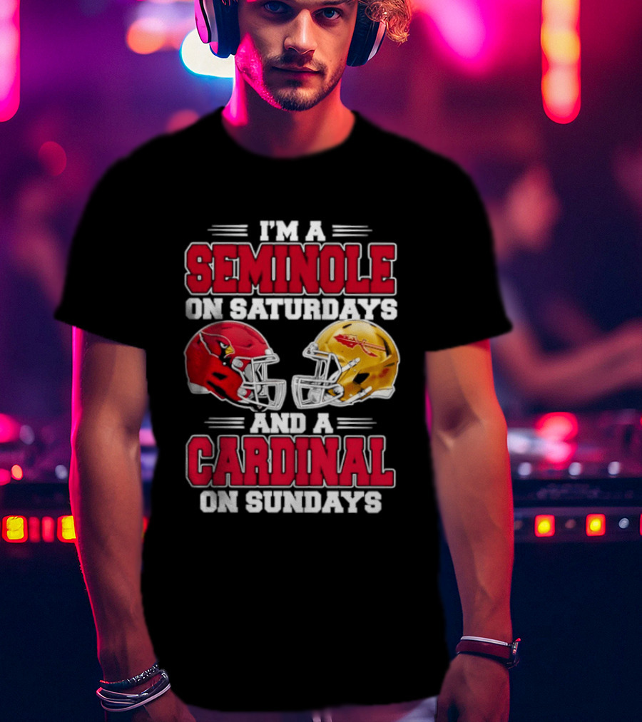 I'm A Seminole On Saturdays And A Cardinal On Sundays Football Helmets T-Shirt