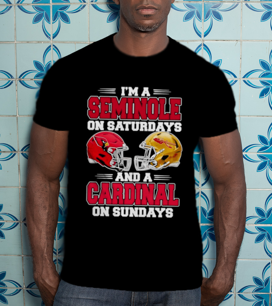 I'm A Seminole On Saturdays And A Cardinal On Sundays Football Helmets T-Shirt