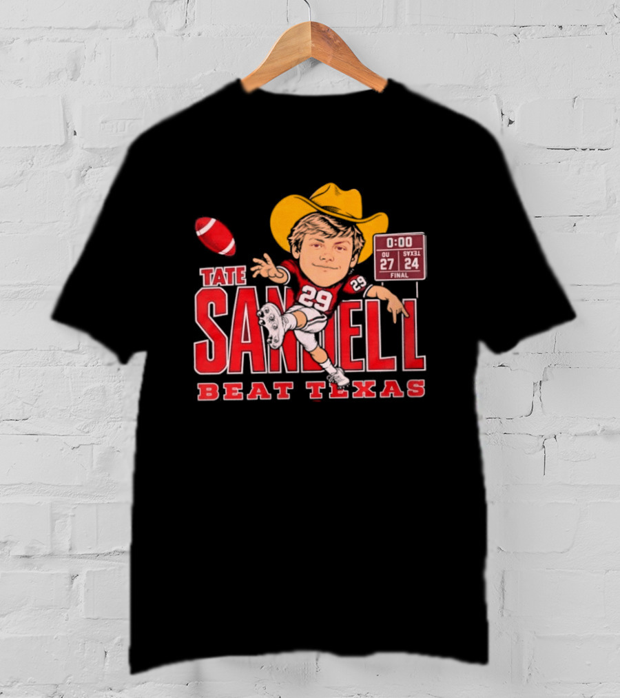 Tate Sandell No 29 OU 27 SVXL 24 Beat Texas Football T-Shirt