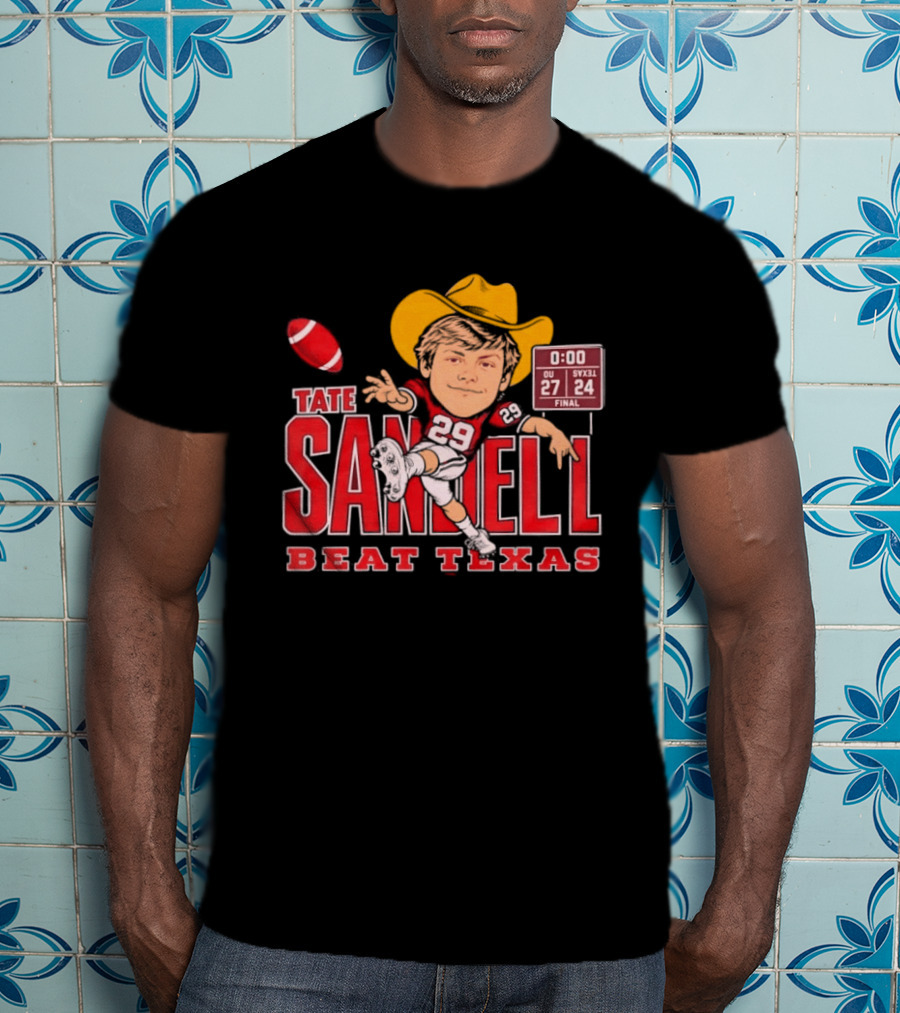 Tate Sandell No 29 OU 27 SVXL 24 Beat Texas Football T-Shirt